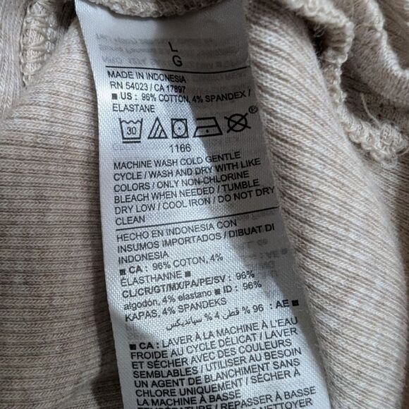 NWOT cream color Cotton rib knit v neck Henley dress size L - Picture 5 of 6